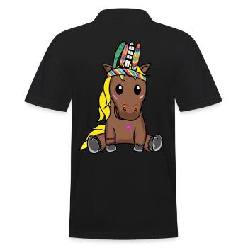 Poney Hippie Poulain Cheval Ross Plumes Gaule - Polo Homme - noir - Dos - Kai (181cm)