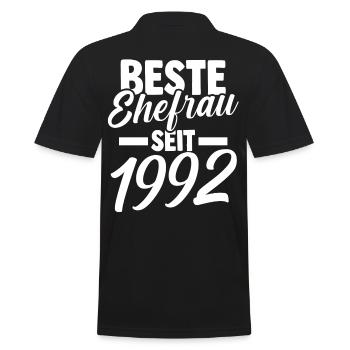 Valentinstag Beste Ehefrau Seit 1992 - Männer Poloshirt - Schwarz - Hinten - Kai (181cm)