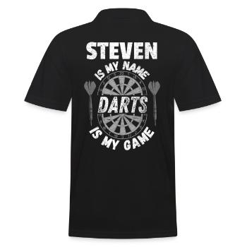 Name shirt for Darts fan Steven, vintage, cool - Men's Polo Shirt - black - Back - Kai (181cm)