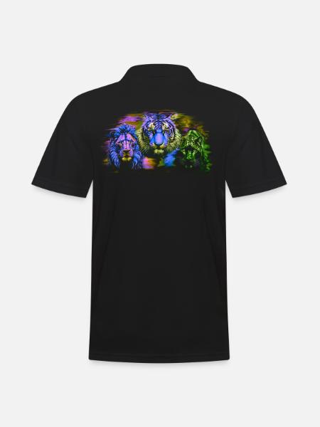 Löwe Löwen Tiger Katzen Katze Wildtiere Zoo - Männer Poloshirt - Schwarz
