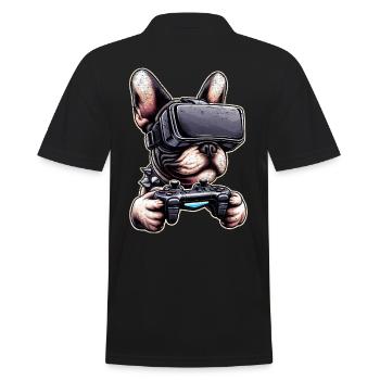 Hunde, Französische Bulldogge Videospiel VR-Brille - Männer Poloshirt - Schwarz - Hinten - Kai (181cm)