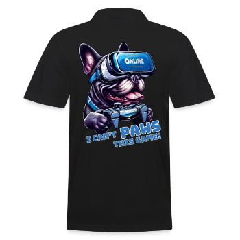 French Bulldog dog online VR gaming - Men's Polo Shirt - black - Back - Kai (181cm)