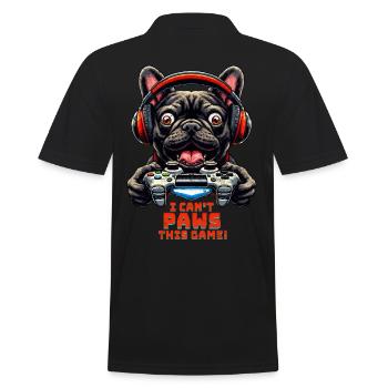 Französische Bulldogge Gamer mit Gamecontroller - Männer Poloshirt - Schwarz - Hinten - Kai (181cm)
