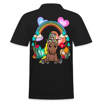 Geburtstag Hippie Pferd Regenbogen Pferde Kind - Männer Poloshirt - Schwarz - Hinten - Kai (181cm)