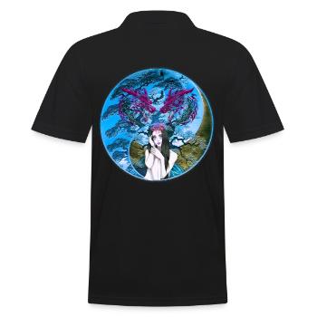 Drache Drachen Mädchen Märchen Fantasy - Männer Poloshirt - Schwarz - Hinten - Kai (181cm)