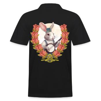 Banjo Bunny Music Roses Birthday Rabbit Child - Men's Polo Shirt - black - Back - Kai (181cm)