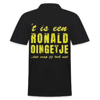 Des chemises au nom de Ronald ; mugs imprimés, - Polo Homme - noir - Dos - Kai (181cm)