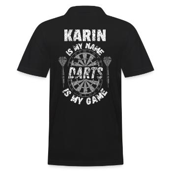 Personalised Darts T-Shirt for Karin - Men's Polo Shirt - black - Back - Kai (181cm)