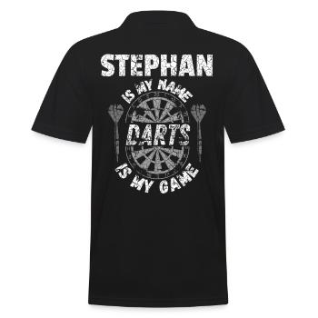 Personalised Darts T-Shirt for Stephan - Men's Polo Shirt - black - Back - Kai (181cm)