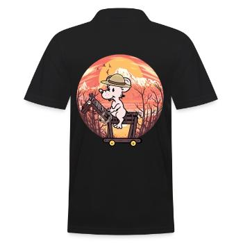 Wilder Westen Maus Reiter Pferd Pferde - Männer Poloshirt - Schwarz - Hinten - Kai (181cm)