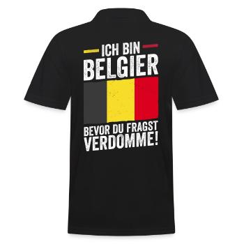 Belgier Belgisch Belgien - Männer Poloshirt - Schwarz - Hinten - Kai (181cm)