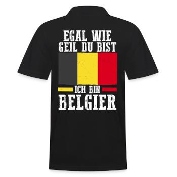 Belgier Belgisch Belgien - Männer Poloshirt - Schwarz - Hinten - Kai (181cm)