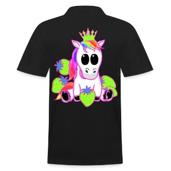 Unicorn Unicorns Strawberry Princess Mythical Animal - Men's Polo Shirt - black - Back - Kai (181cm)