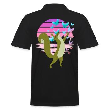 Eichhorn Eichhörnchen Schmetterlinge Frühling - Männer Poloshirt - Schwarz - Hinten - Kai (181cm)