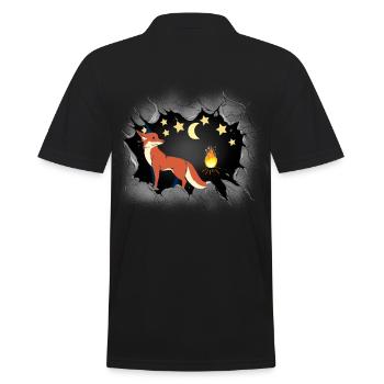 Fox, Foxes, Moon, Stars, Children, Fairy Tale - Men's Polo Shirt - black - Back - Kai (181cm)