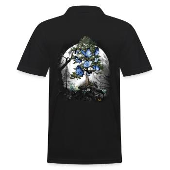 Wald mystisch Schmetterlinge Frühling Waldtiere - Männer Poloshirt - Schwarz - Hinten - Kai (181cm)