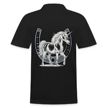 Hufeisen Einhorn Einhörner Pferd Pferde - Männer Poloshirt - Schwarz - Hinten - Kai (181cm)