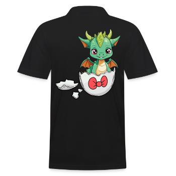 Drache Drachen Eierschale schlüpfen Baby Kind - Männer Poloshirt - Schwarz - Hinten - Kai (181cm)