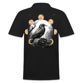 Halloween Ravens Crows Moon Phases Raven Crow - Men's Polo Shirt - black - Back - Kai (181cm)