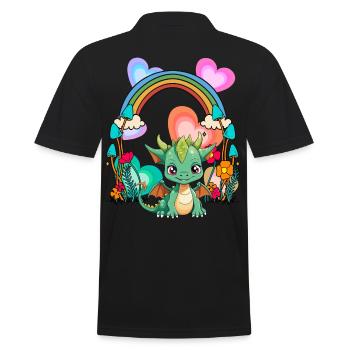 Rainbow Dragon Dragon Mythical Creature Child - Men's Polo Shirt - black - Back - Kai (181cm)