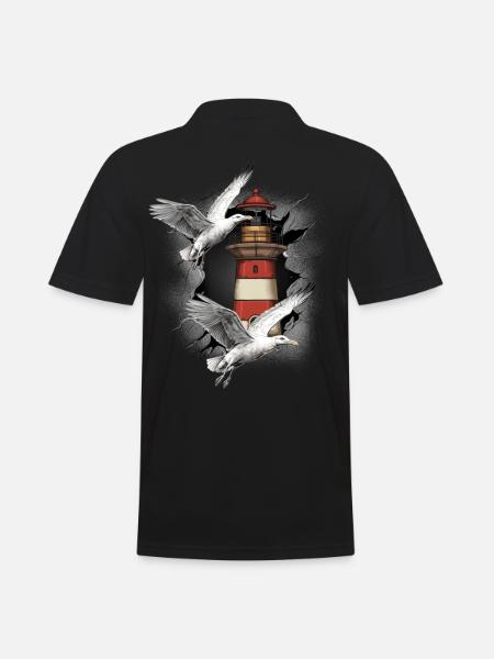 Lighthouses Lighthouse Seagull Seagulls - Men's Polo Shirt - black
