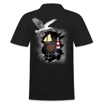 Mouette Mouettes maritimes Phare des oiseaux de mer - Polo Homme - noir - Dos - Kai (181cm)