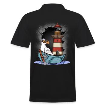 Mouette Mouettes maritimes Phare des oiseaux de mer - Polo Homme - noir - Dos - Kai (181cm)