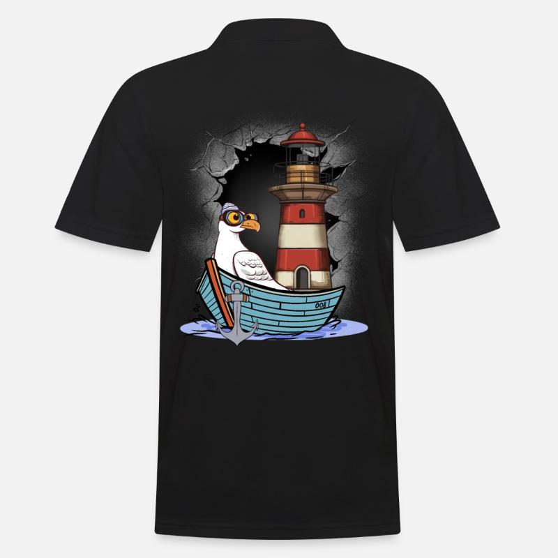 Möwe maritim Möwen Seevögel Leuchtturm - Männer Poloshirt - Schwarz