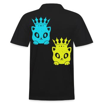 Chat Chats Rétro 80's Vintage 90's - Polo Homme - noir - Dos - Kai (181cm)