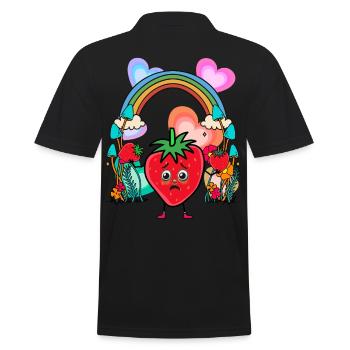 Erdbeeren Erdbeer Regenbogen Obst Früchte Sommer - Männer Poloshirt - Schwarz - Hinten - Kai (181cm)