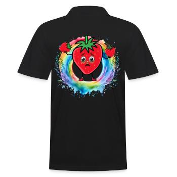 Regenbogen Erdbeeren Erdbeere Obst Früchte - Männer Poloshirt - Schwarz - Hinten - Kai (181cm)