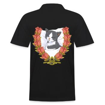 Cat Cats Kitten Sleeping Child - Men's Polo Shirt - black - Back - Kai (181cm)