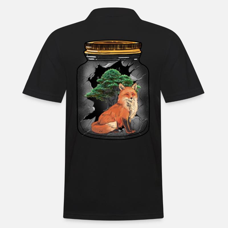 Fuchs Füchse Waldbewohner Baum - Männer Poloshirt - Schwarz
