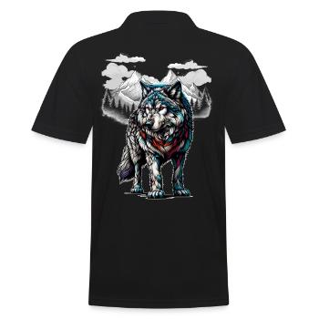 Wölfe Wolf Natur Wildnis Wildtiere Rudeltier - Männer Poloshirt - Schwarz - Hinten - Kai (181cm)