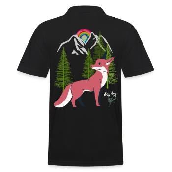 Fox Foxes Nature Fairy Tale - Men's Polo Shirt - black - Back - Kai (181cm)