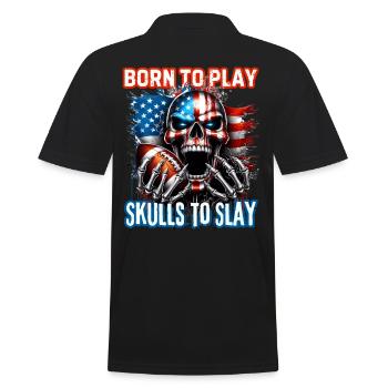 Aggressive Skull for American Football - Men's Polo Shirt - black - Back - Kai (181cm)