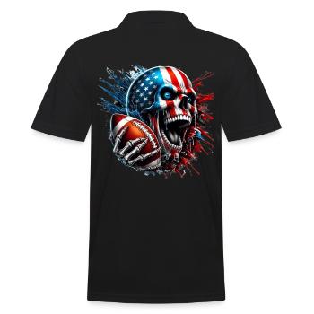 Crâne de football américain U. S. FLag - Polo Homme - noir - Dos - Kai (181cm)
