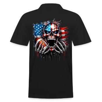 Conception de crâne patriotique football américain - Polo Homme - noir - Dos - Kai (181cm)