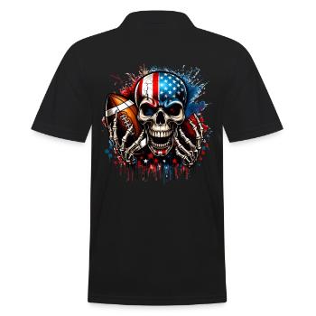 Conception de football crâne avec drapeau américain - Polo Homme - noir - Dos - Kai (181cm)