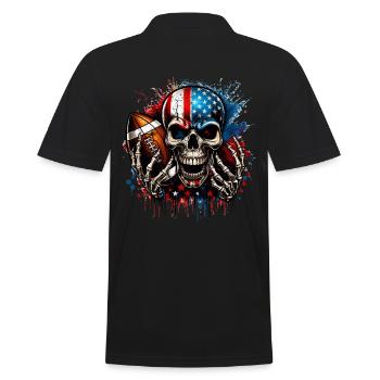 Aggressive Skull for American Football - Men's Polo Shirt - black - Back - Kai (181cm)