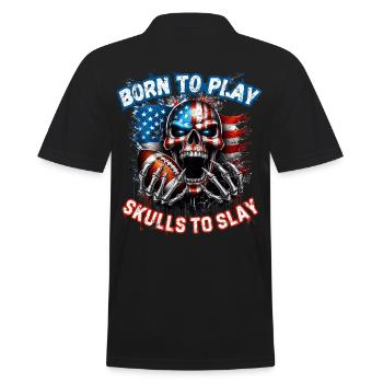 4 juillet Football américain Skull U. S. FLag - Polo Homme - noir - Dos - Kai (181cm)