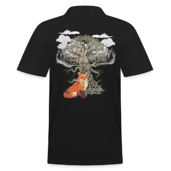 Fox, Foxes, Forest Animals, Mountains, Nature, Wildlife - Men's Polo Shirt - black - Back - Kai (181cm)