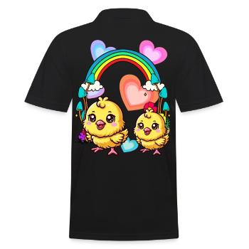 Rainbow Chickens Chick Chicken Heart Spring Child - Polo Homme - noir - Dos - Kai (181cm)