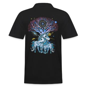 Einhörner Einhorn Schamane Natur Wald indianisch - Männer Poloshirt - Schwarz - Hinten - Kai (181cm)