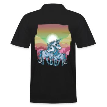 Einhörner Einhorn Schamane Natur Wald indianisch - Männer Poloshirt - Schwarz - Hinten - Kai (181cm)