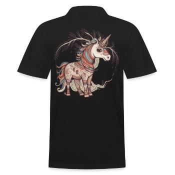 Unicorns Einhornine Shaman Children - Men's Polo Shirt - black - Back - Kai (181cm)