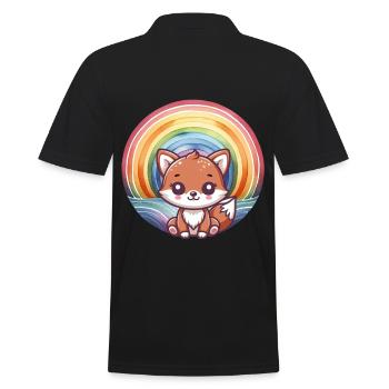 Fuchs Füchse Kinder Kind - Männer Poloshirt - Schwarz - Hinten - Kai (181cm)