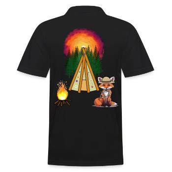 Teepee Campfire Wild West Fox Woodland Western - Men's Polo Shirt - black - Back - Kai (181cm)