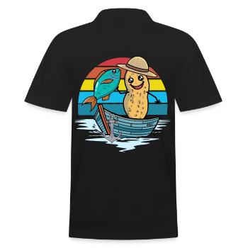 Peanut Rainbow Boat Fish Fish Fisher Nut - Men's Polo Shirt - black - Back - Kai (181cm)