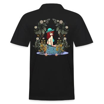 Sexy Été, Fille, Bateau, Nature, Fleurs - Polo Homme - noir - Dos - Kai (181cm)